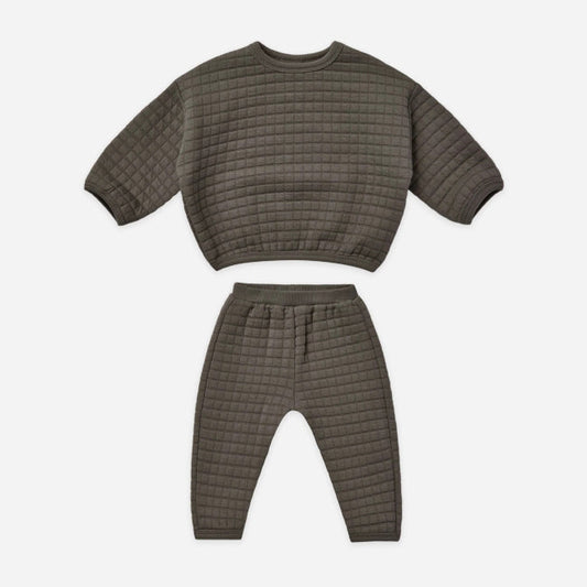 QUINCY MAE Quilted Sweater Pant Set charcoal always show